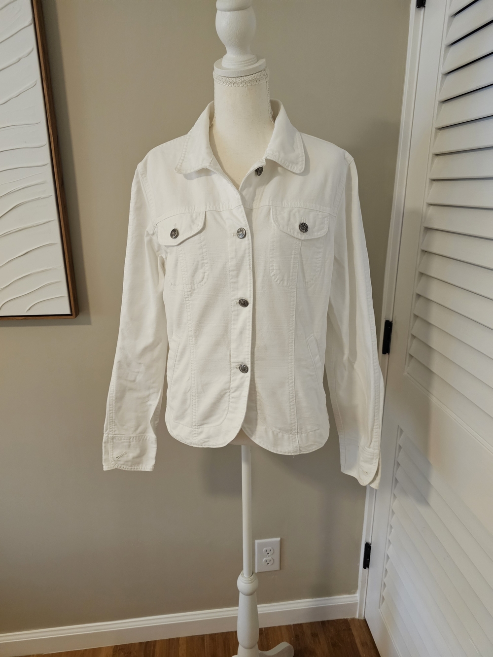 GAP White Women's Button-Front Jean Jacket